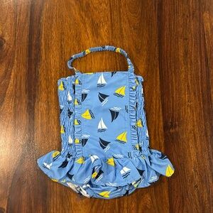 Rachel Riley 2T Blue, Yellow, and White Sailboat Swimsuit